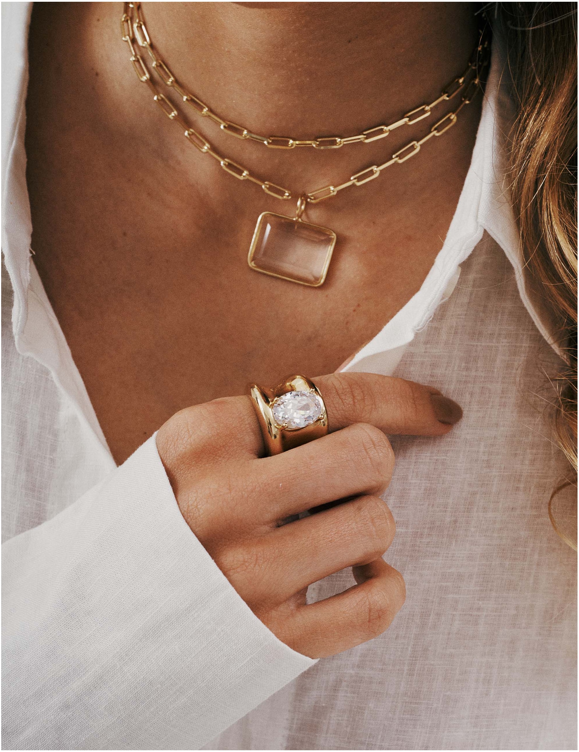 ANEL OURO CRISTAL OVAL - AN29135VO01