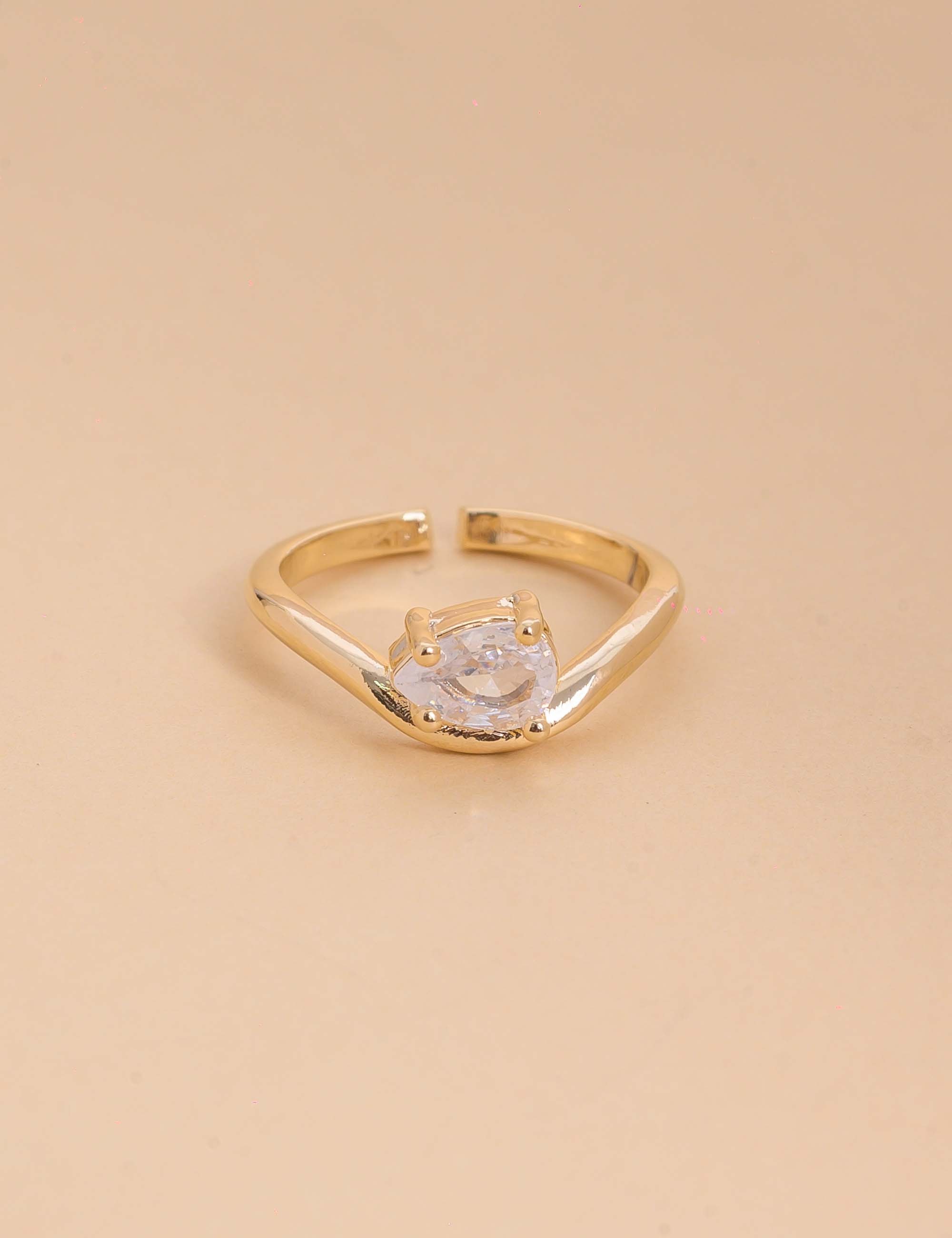 ANEL REGULÁVEL OURO CRISTAL GOTA - AN29142VO01