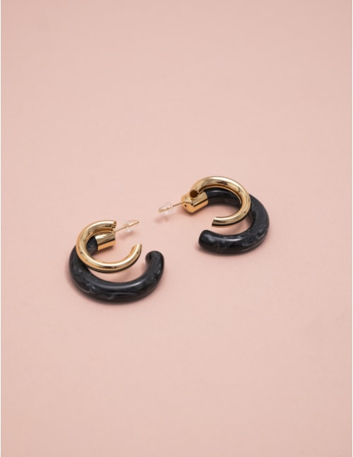 ARGOLA DUPLA PRETO MESCLADO - BR29133V004