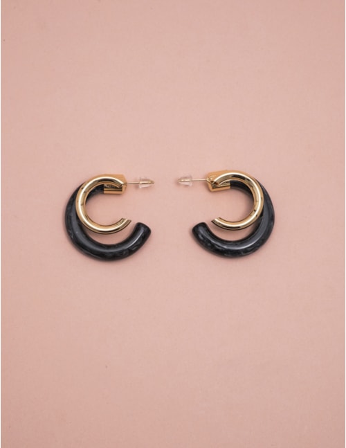 ARGOLA DUPLA PRETO MESCLADO - BR29133V004