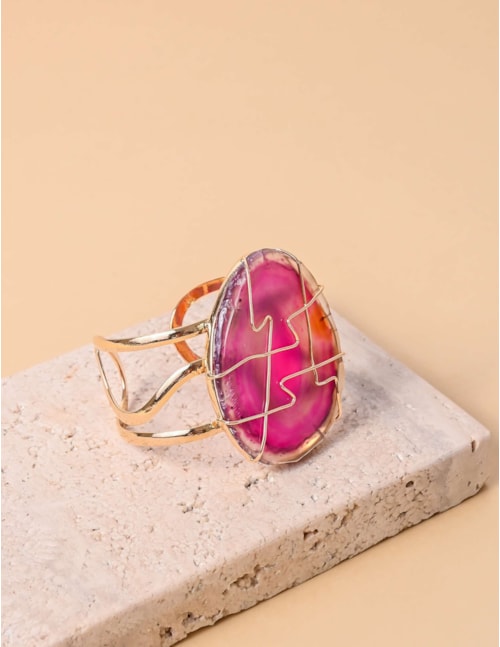 BRACELETE ARAMADO ÁGATA ROSA