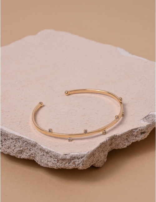 Bracelete Aro Cristais Dourado