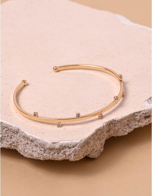 Bracelete Aro Cristais Dourado