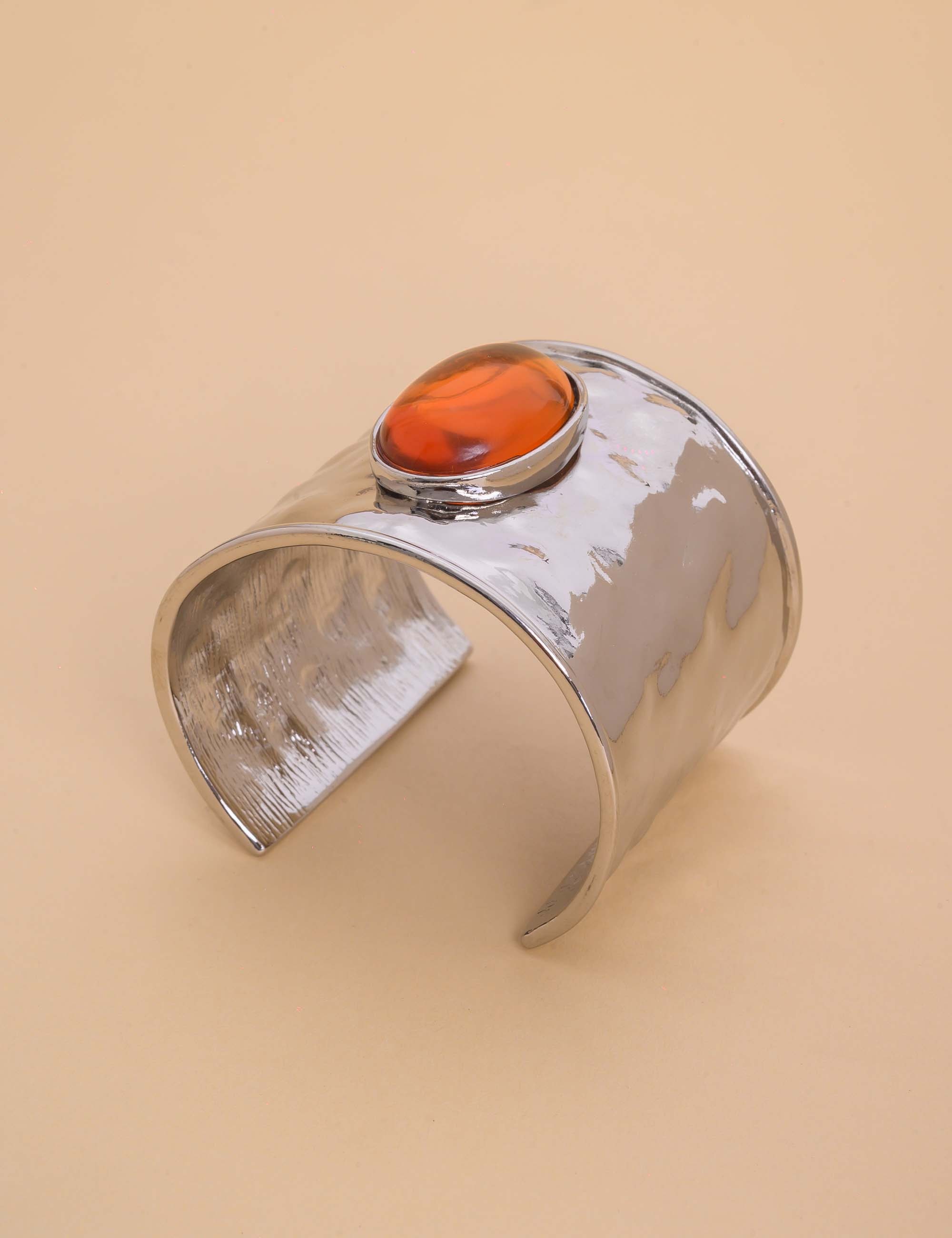 BRACELETE BIANCO PEDRA OVAL LARANJA - PU29073VO08