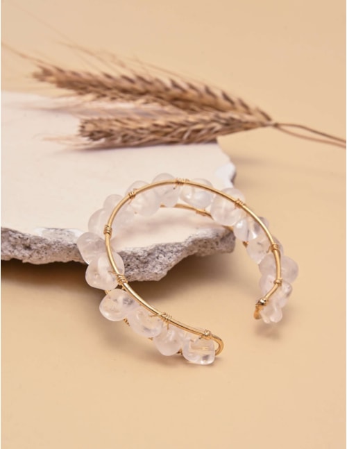 Bracelete  Cascalho Irregular Cristal