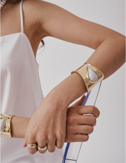 BRACELETE METAL OURO BRANCO - BC29074VO15