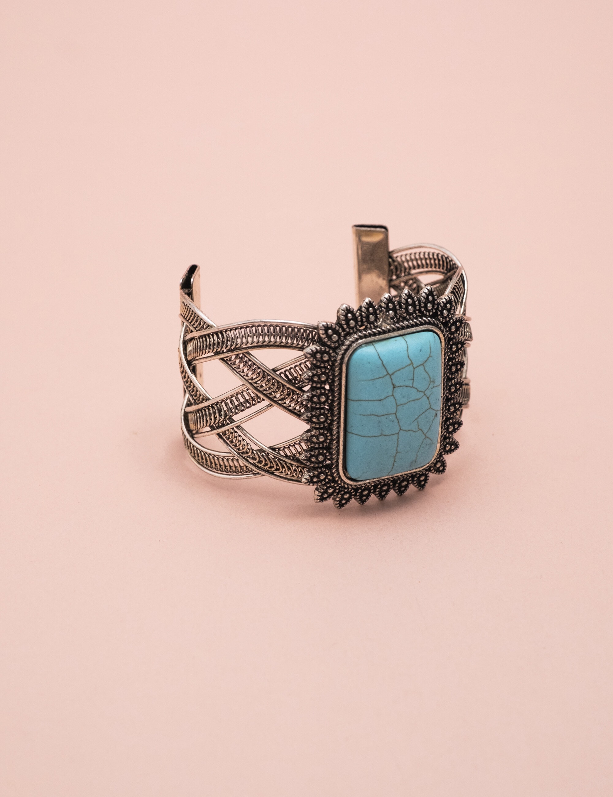 BRACELETE METAL PEDRA TURQUESA B2B - BC29045VO03