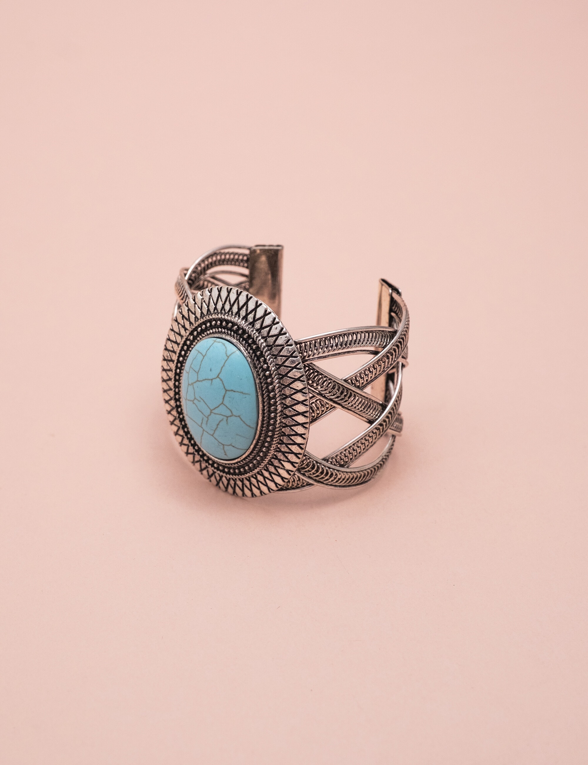 BRACELETE METAL PEDRA TURQUESA - BC29045VO01