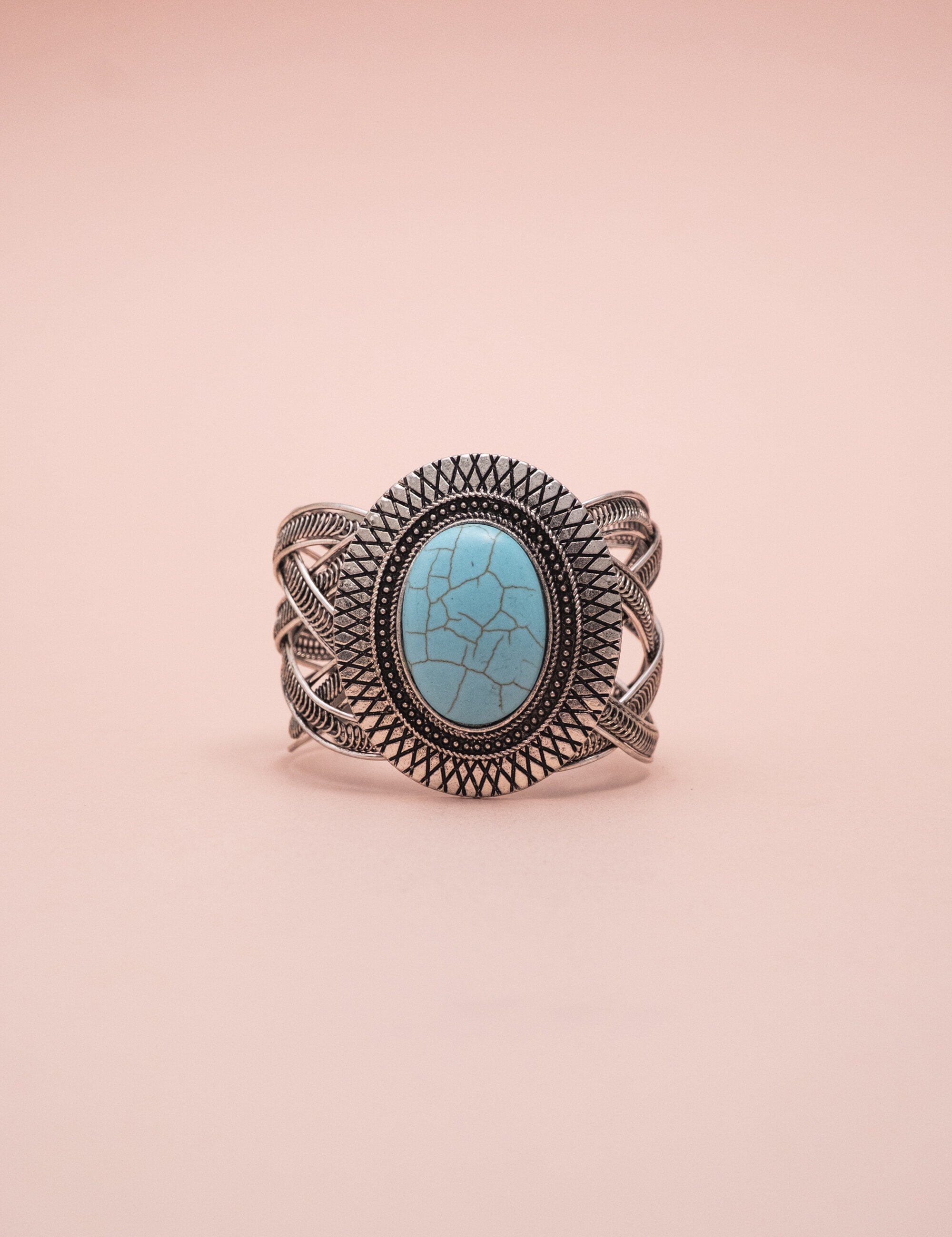BRACELETE METAL PEDRA TURQUESA - BC29045VO01