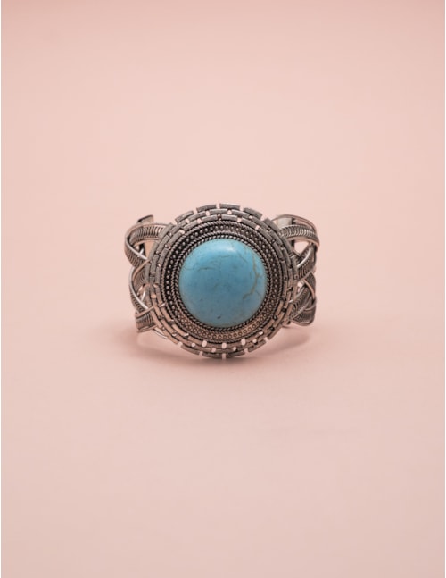 BRACELETE METAL PEDRA TURQUESA - BC29045VO02