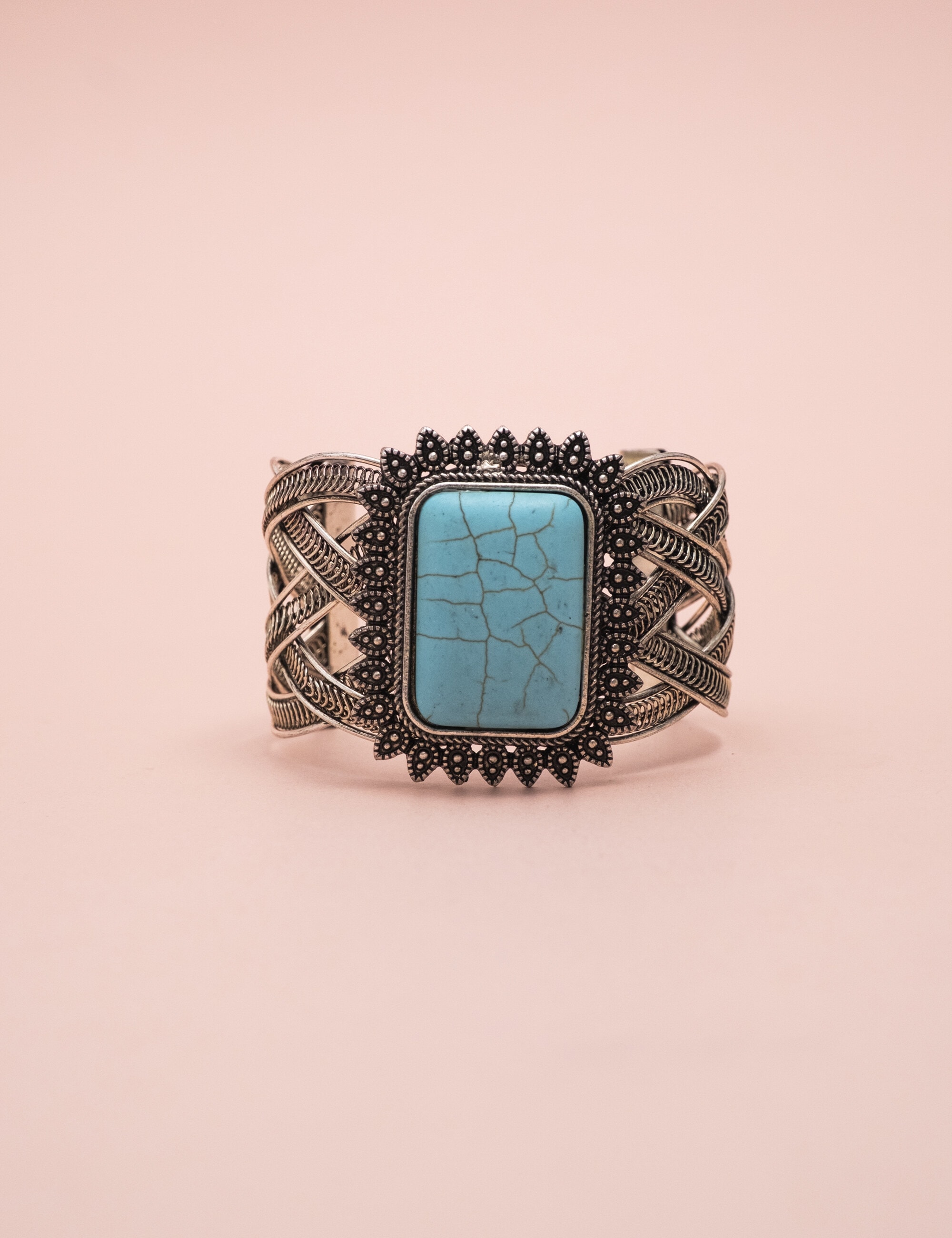 BRACELETE METAL PEDRA TURQUESA - BC29045VO03