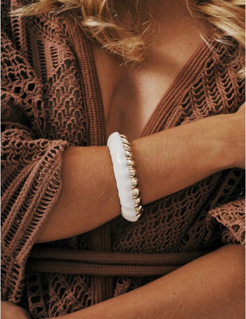 BRACELETE RESINA BRANCO  OURO - PU29068VO015