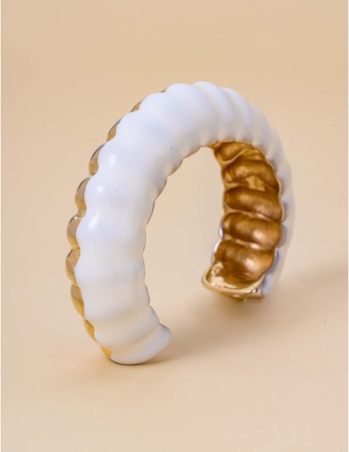 BRACELETE RESINA BRANCO  OURO - PU29068VO015
