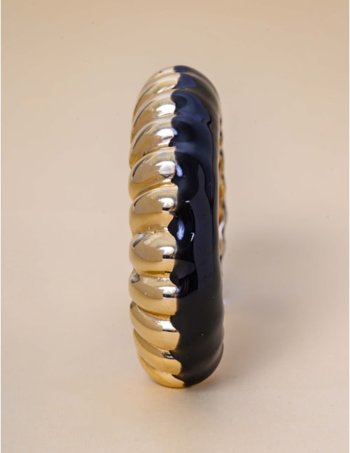 BRACELETE RESINA PRETO  OURO - PU29068VO04