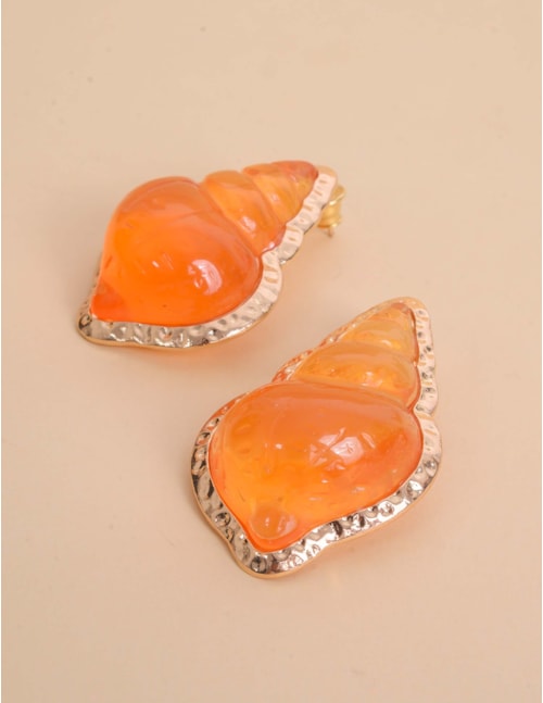 BRINCO DE CONCHA OURO RESINA LARANJA - BR29286VO08