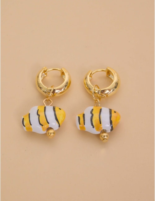 BRINCO DE PEIXE RESINADO ARGOLA AMARELO - BR29290VO07