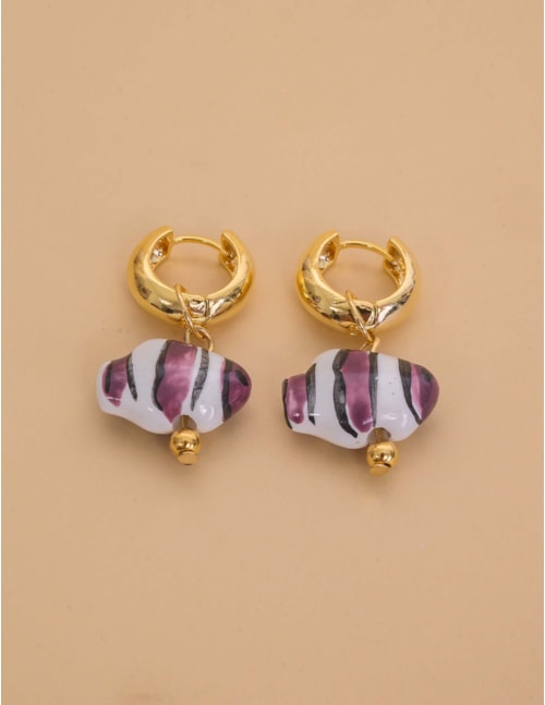 BRINCO DE PEIXE RESINADO ARGOLA ROXO - BR29290VO11