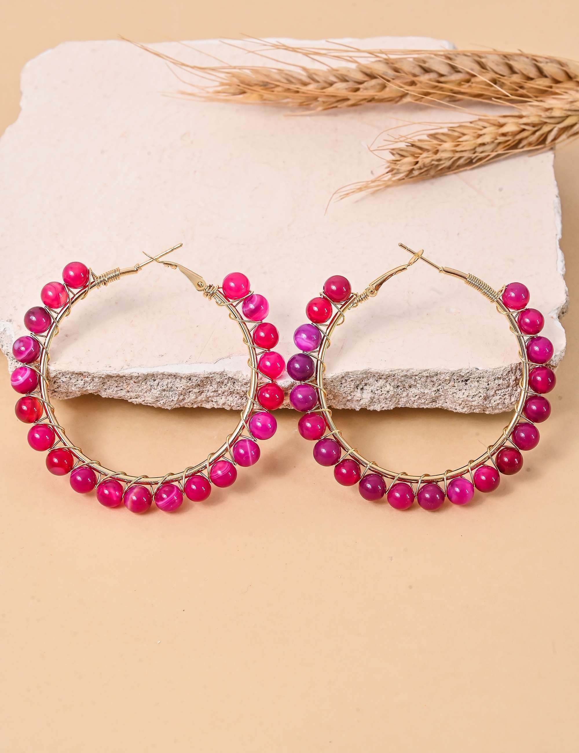 Brinco Esfera Ágata Rosa