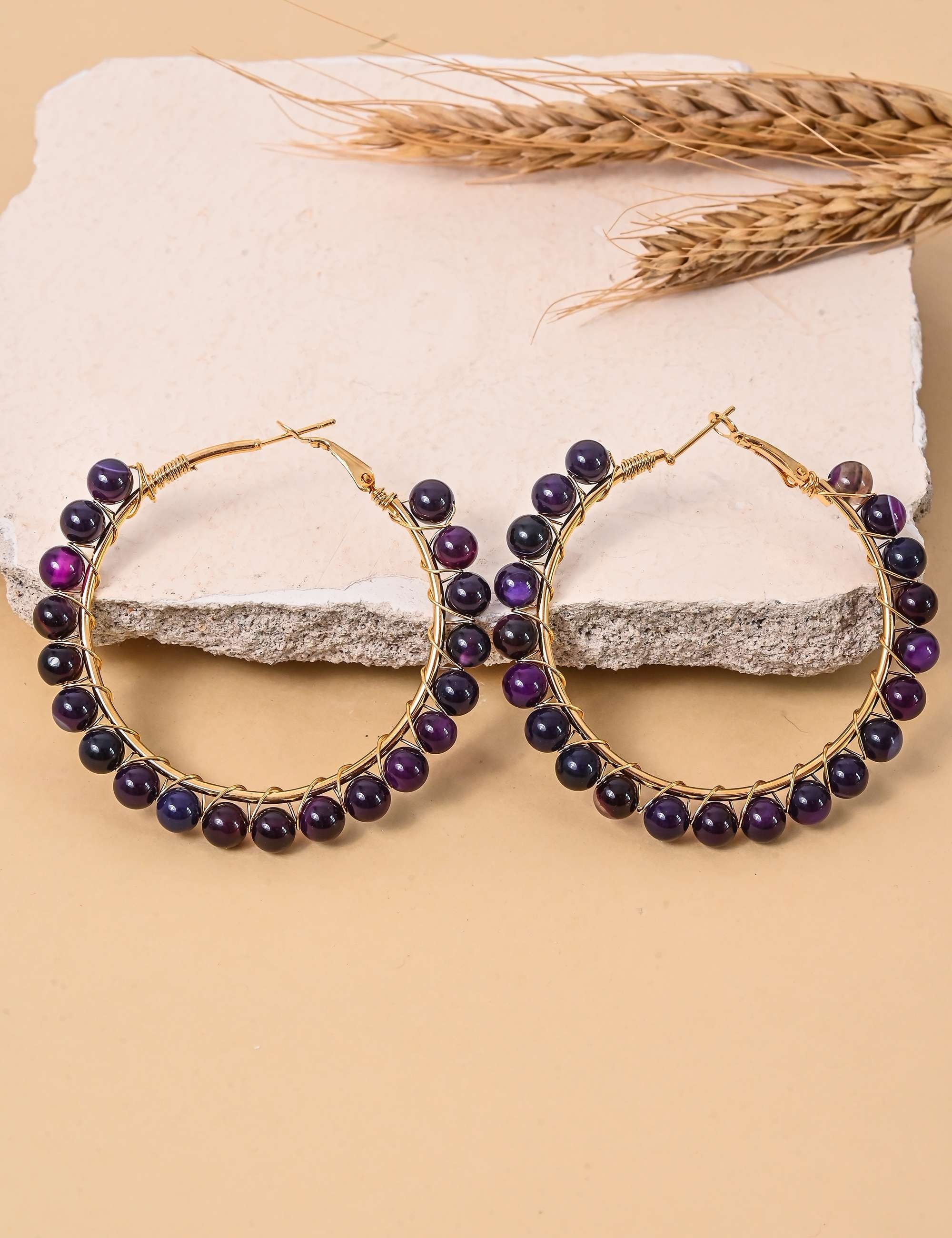 Brinco Esfera Ágata Roxo