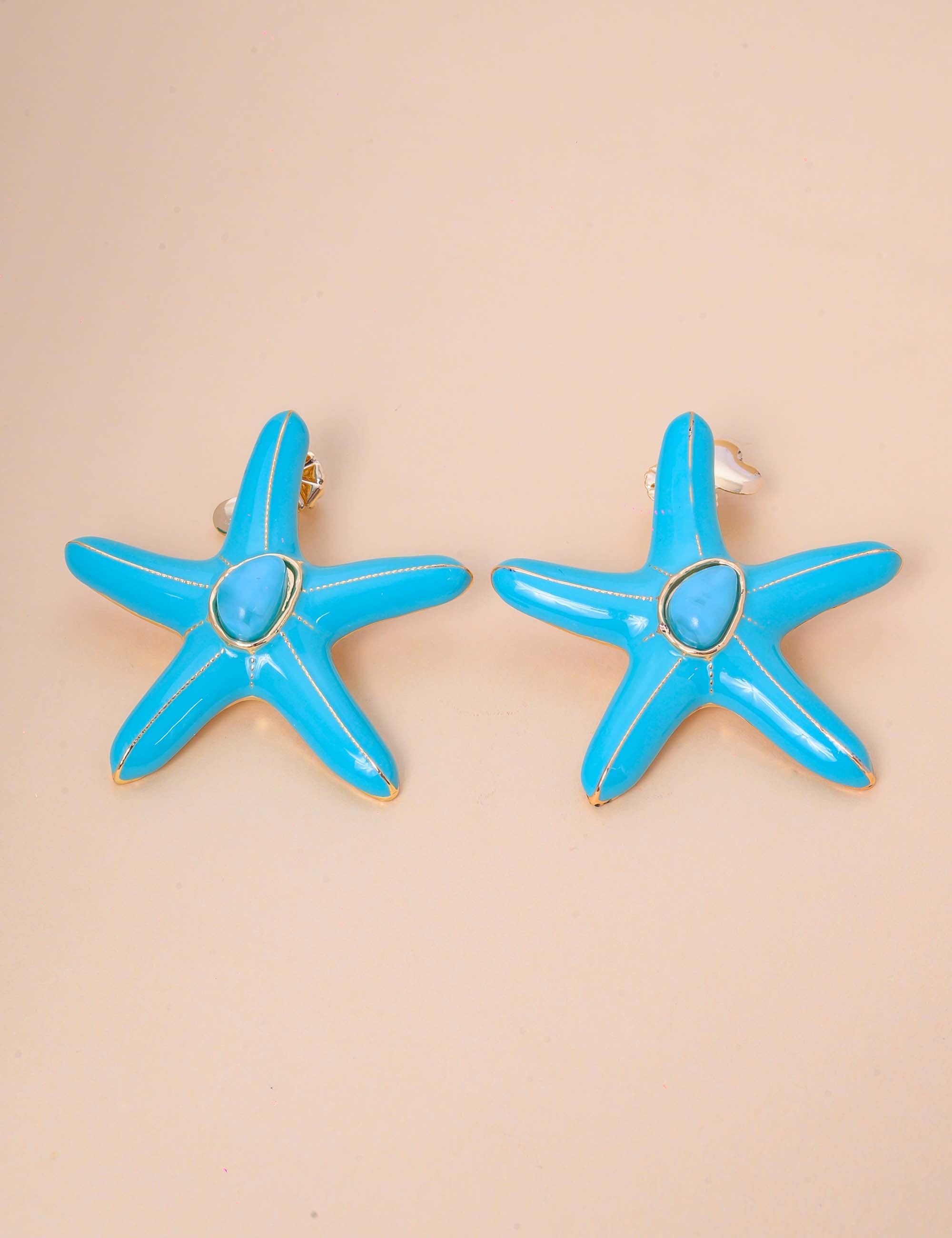 BRINCO ESTRELA AZUL TURQUESA DOURADO - BR29238VO16