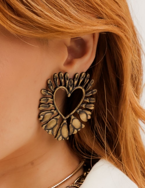 BRINCO METAL OURO VINTAGE CORAÇAO - BR29112VO03