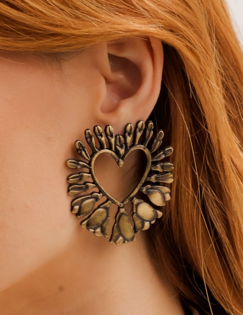 BRINCO METAL OURO VINTAGE CORAÇAO - BR29112VO03