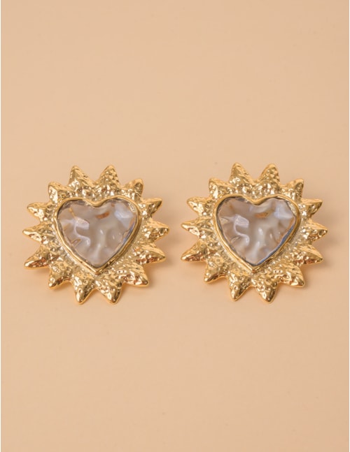 BRINCO OURO CORAÇÃO AZUL - BR29218VO03