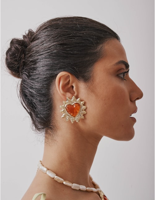 BRINCO OURO CORAÇÃO LARANJA - BR29218VO08