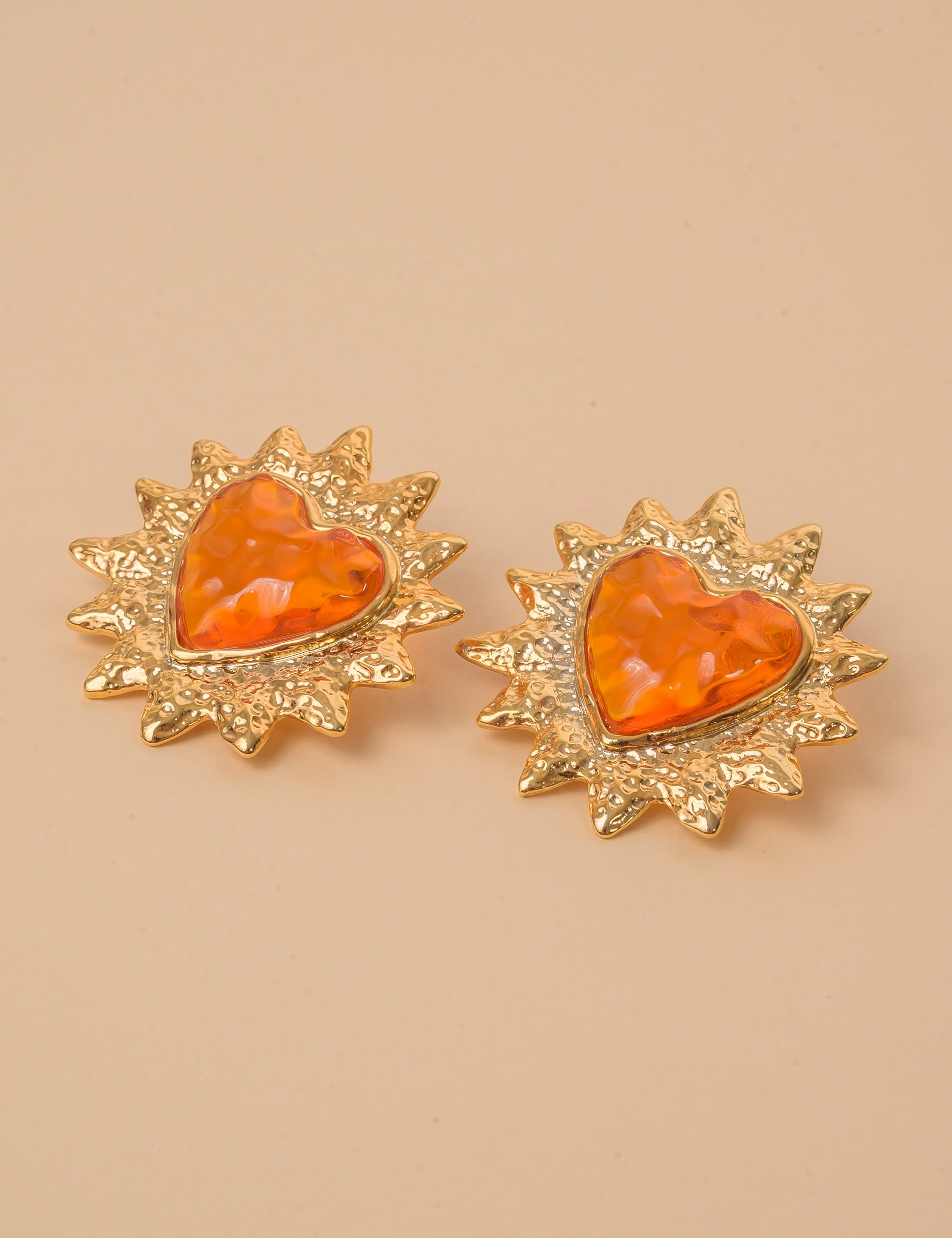 BRINCO OURO CORAÇÃO LARANJA - BR29218VO08