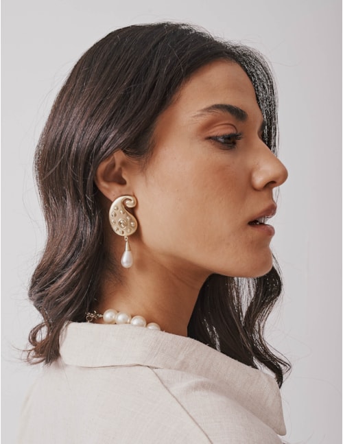 BRINCO OURO GOTA PÉROLA - BR29186VO15