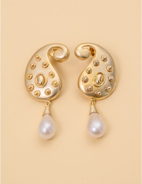 BRINCO OURO GOTA PÉROLA - BR29186VO15