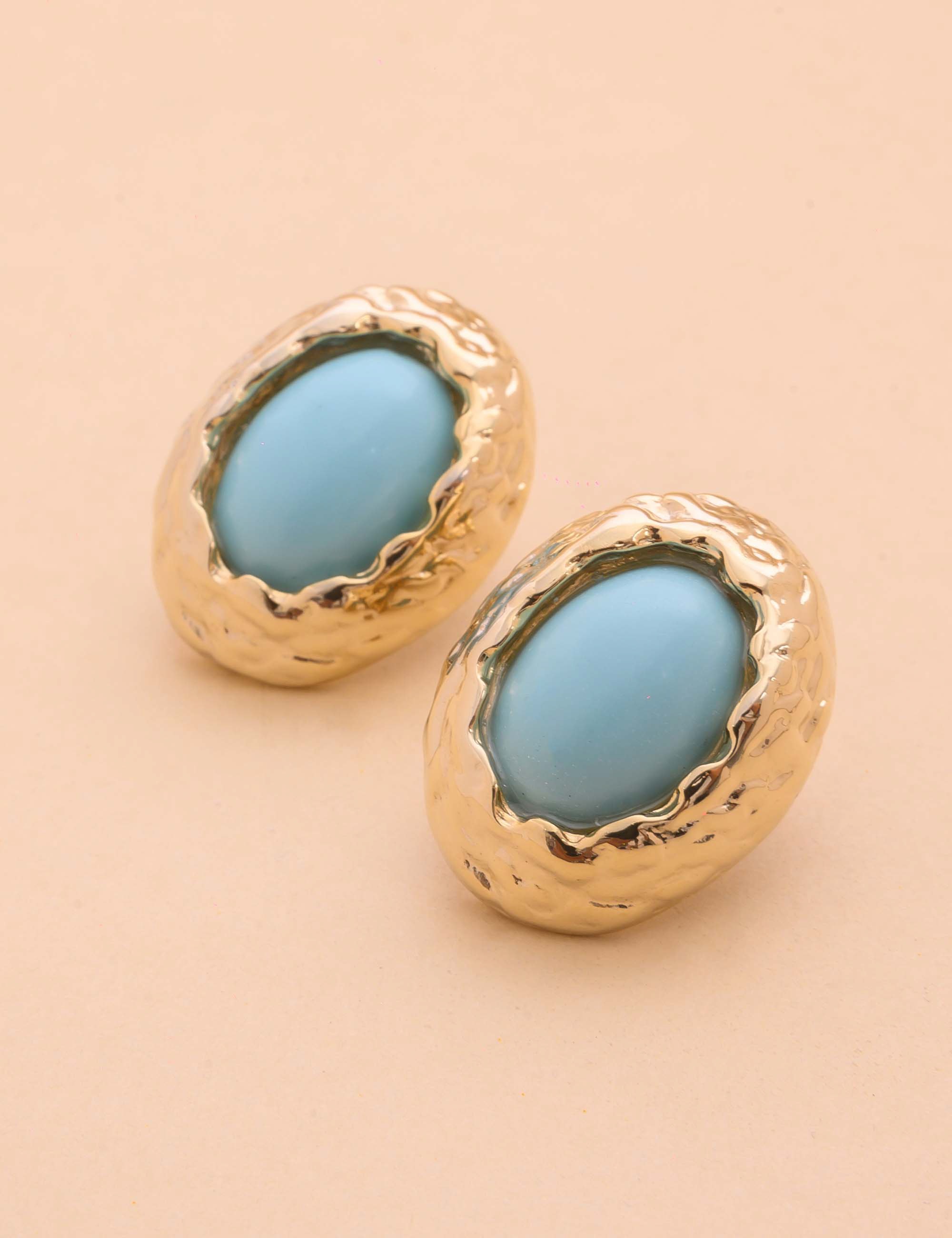 BRINCO OURO OVAL TURQUESA -BR29143VO02