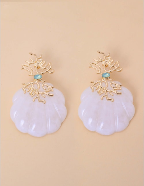 BRINCO OURO RESINA CONCHA MADRE PÉROLA - BR29237VO27