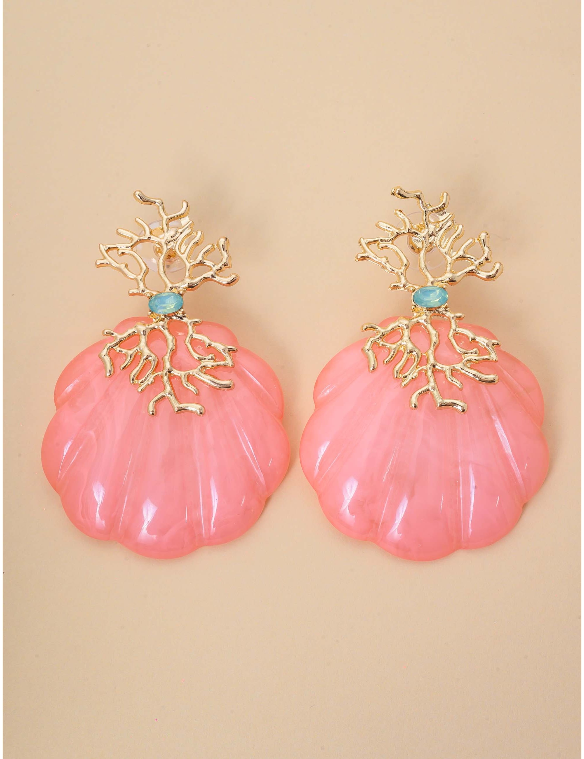 BRINCO OURO RESINA CONCHA ROSA - BR29237VO06