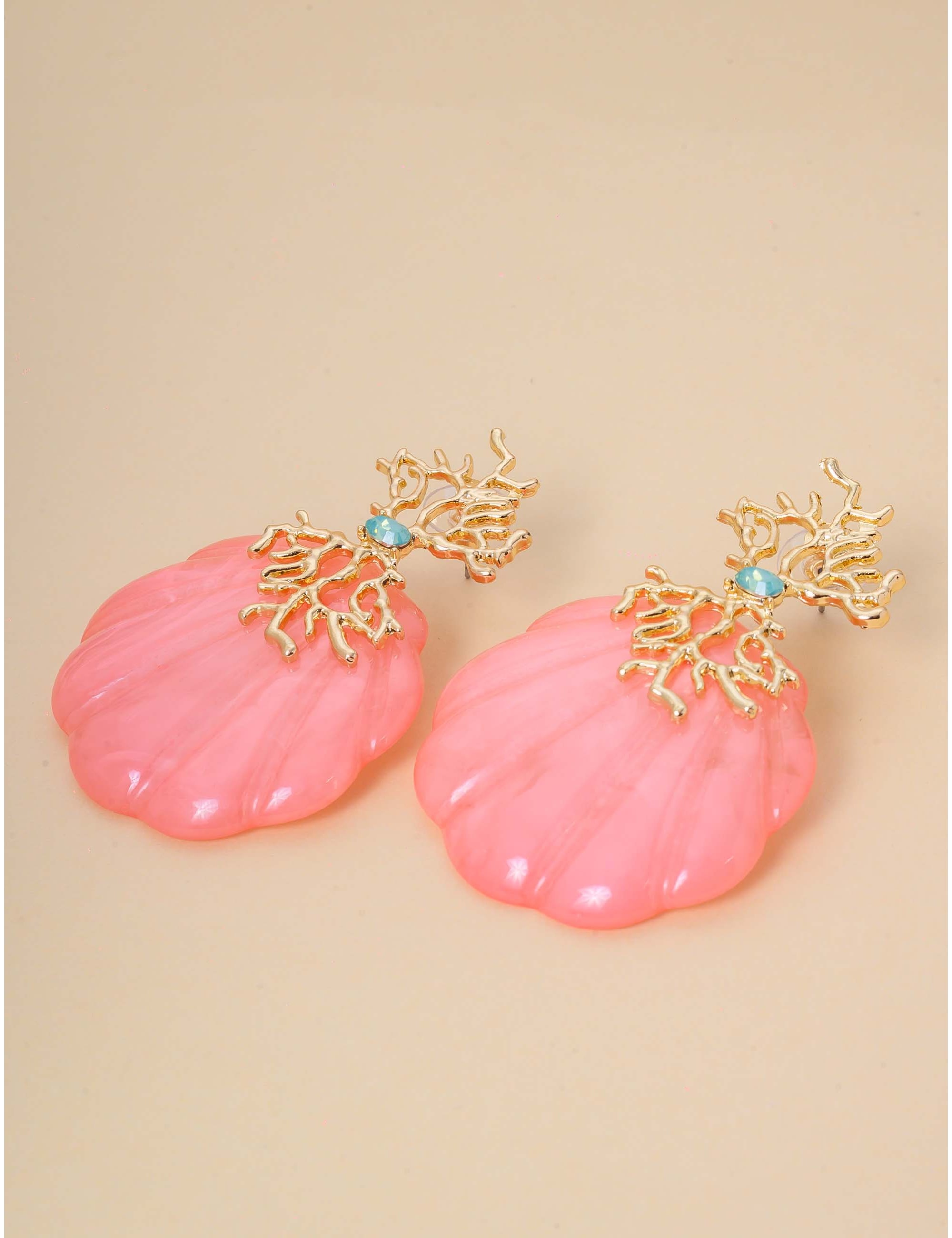 BRINCO OURO RESINA CONCHA ROSA - BR29237VO06