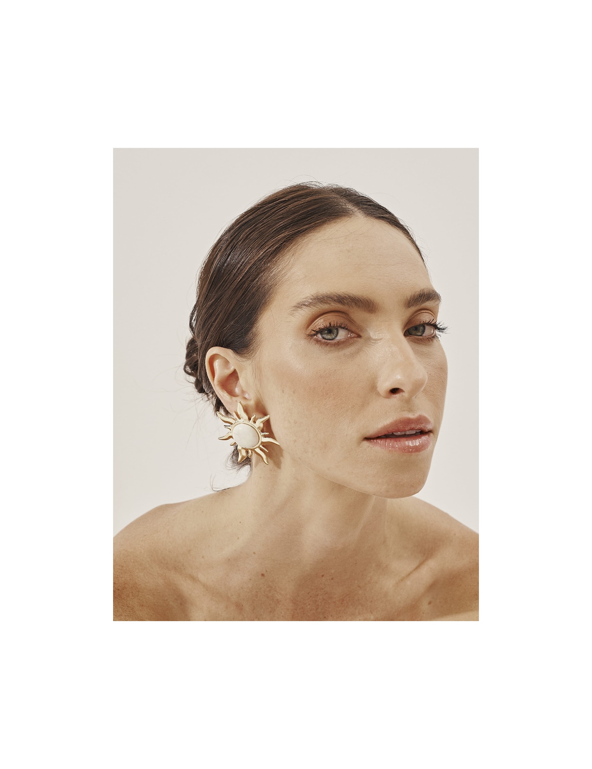 BRINCO OURO SOL PEDRA BRANCA - BR29274VO15