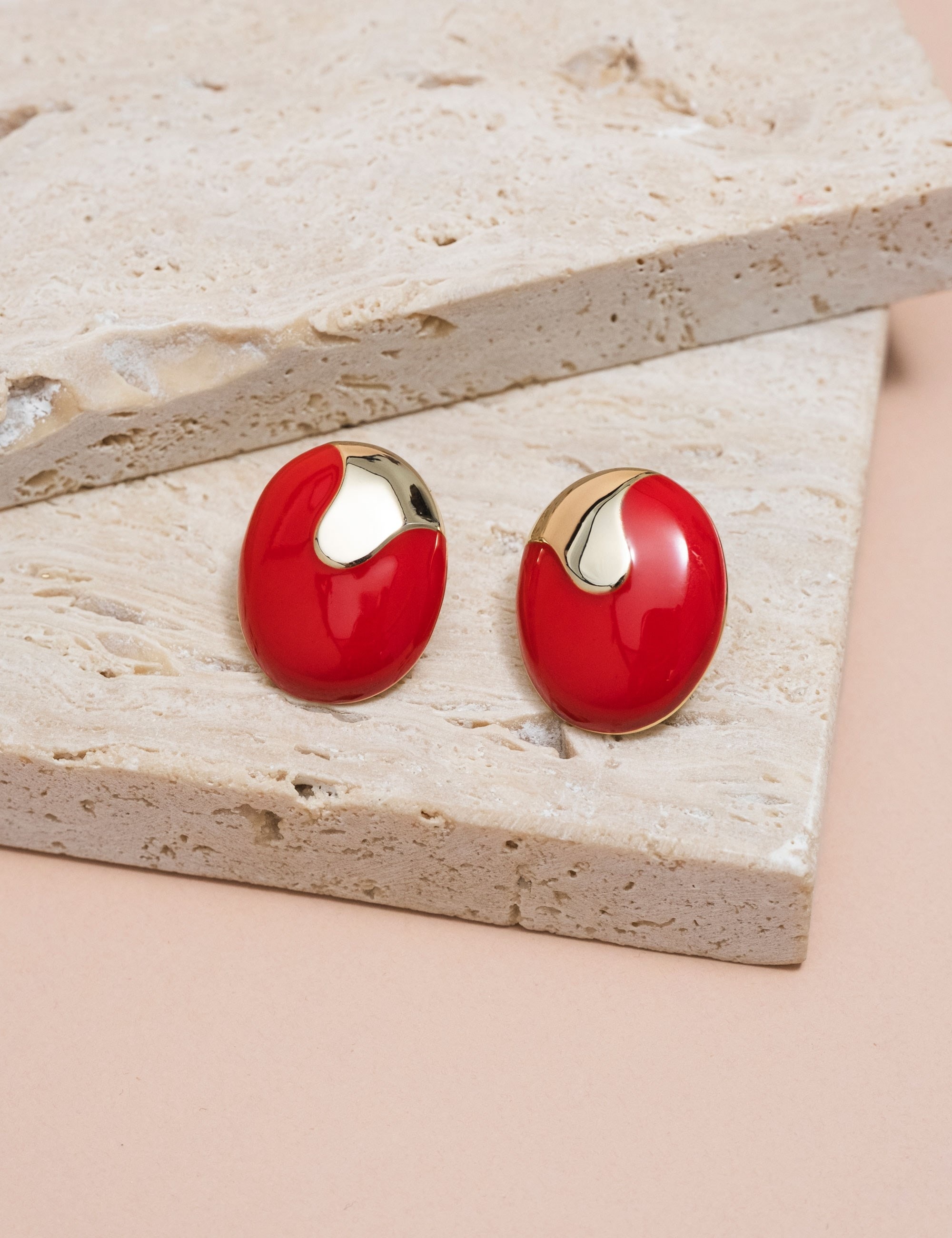 BRINCO OVAL VERMELHO OURO B2B - BR2462VO02