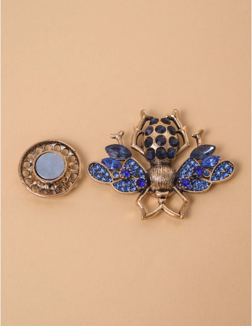 BROCHE BESOURO CRISTAIS AZUIS - BRO001VO03