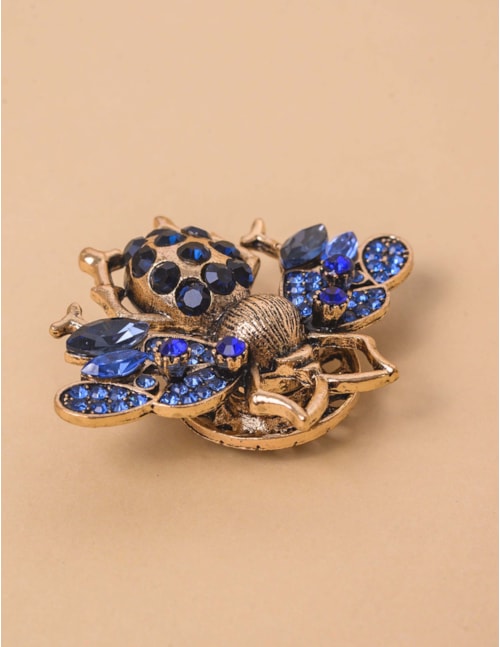 BROCHE BESOURO CRISTAIS AZUIS - BRO001VO03
