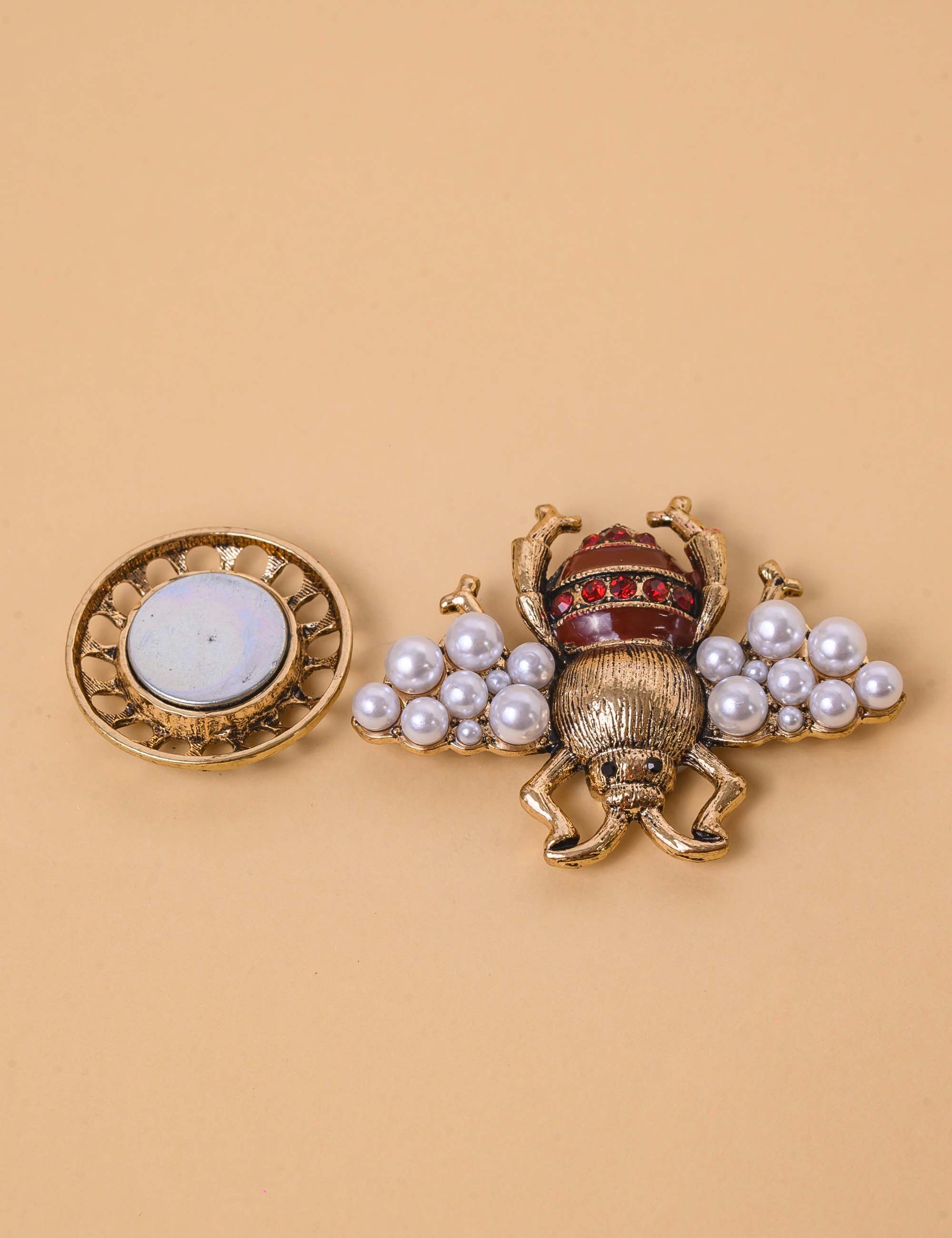 BROCHE BESOURO CRISTAIS VERMELHO - BRO001VO05