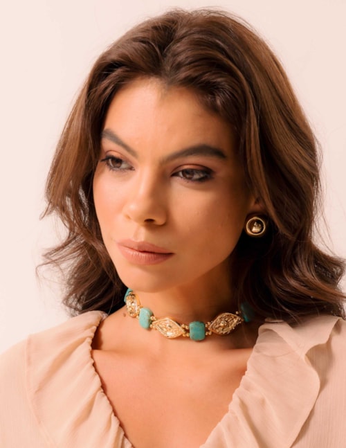 CHOKER OLHO PEDRA TURQUESA - CO29108VO01