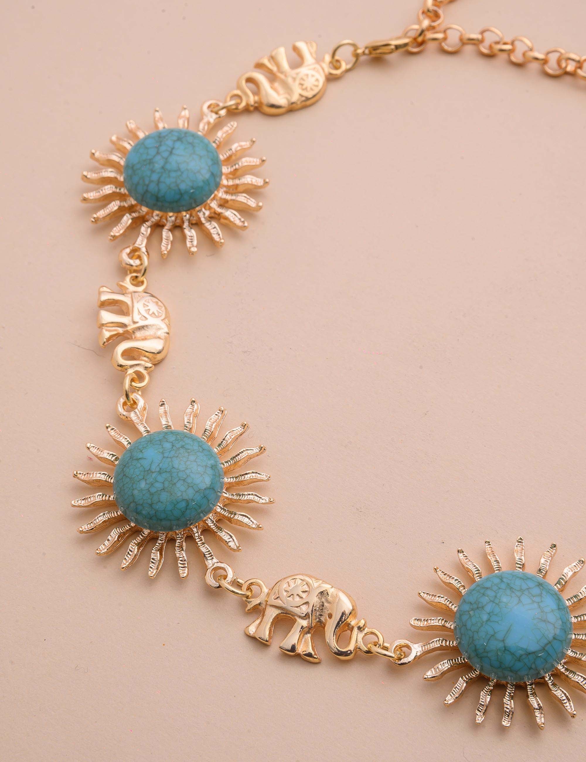 CHOKER PEDRA TURQUESA OURO B2B - CO29170V001