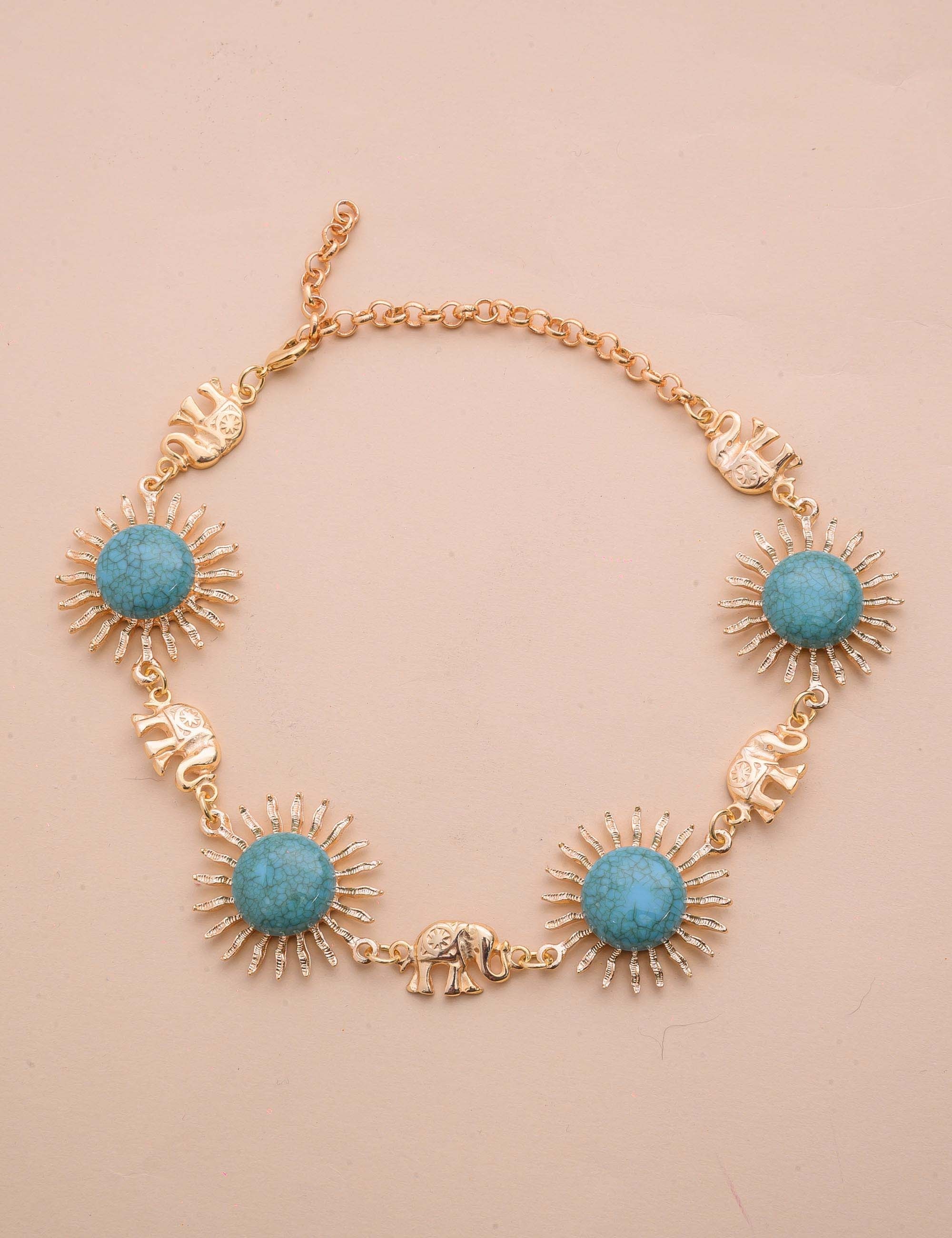 CHOKER PEDRA TURQUESA OURO B2B - CO29170V001