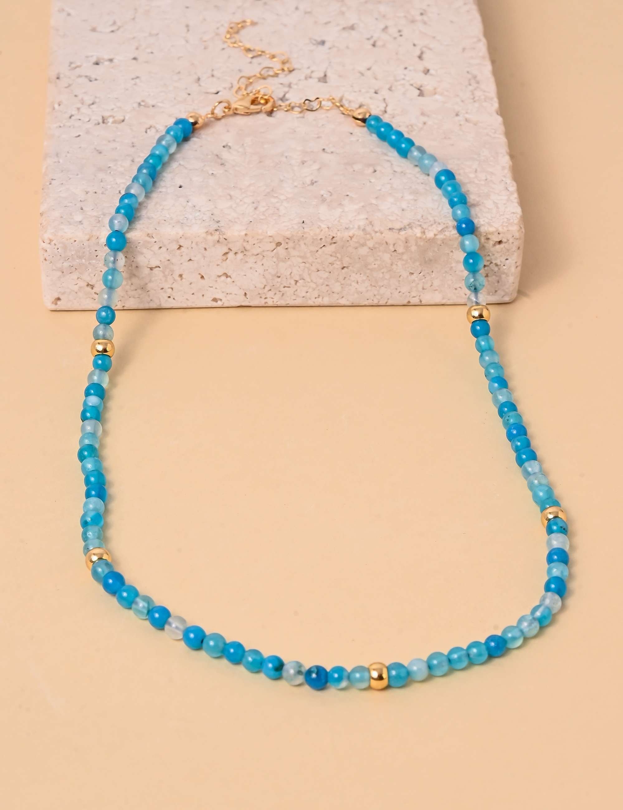 COLAR ÁGATA 4MM AZUL CAPRI