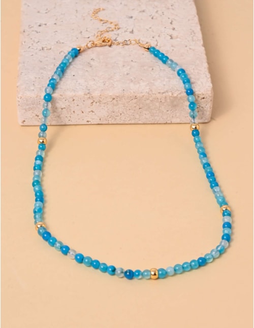 COLAR ÁGATA 4MM AZUL CAPRI