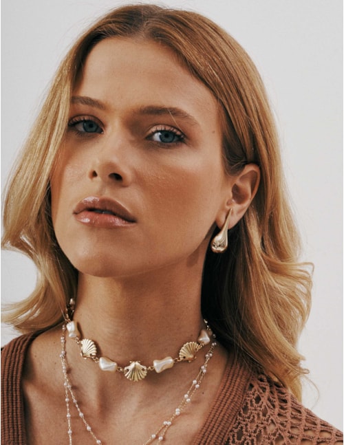 COLAR CHOKER CONCHA OURO - CO29326VO01