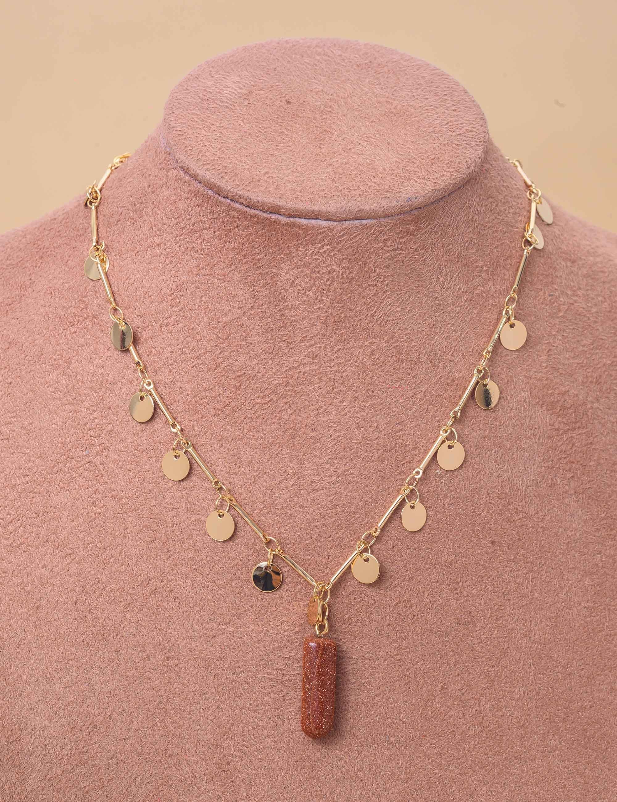 COLAR CHOKER MEDALHA OURO COM PEDRA - CO29330