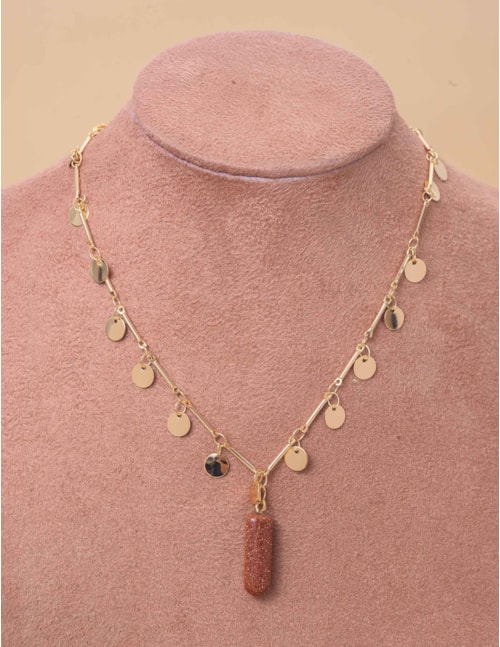 COLAR CHOKER MEDALHA OURO PEDRA DO SOL - CO29330VO24