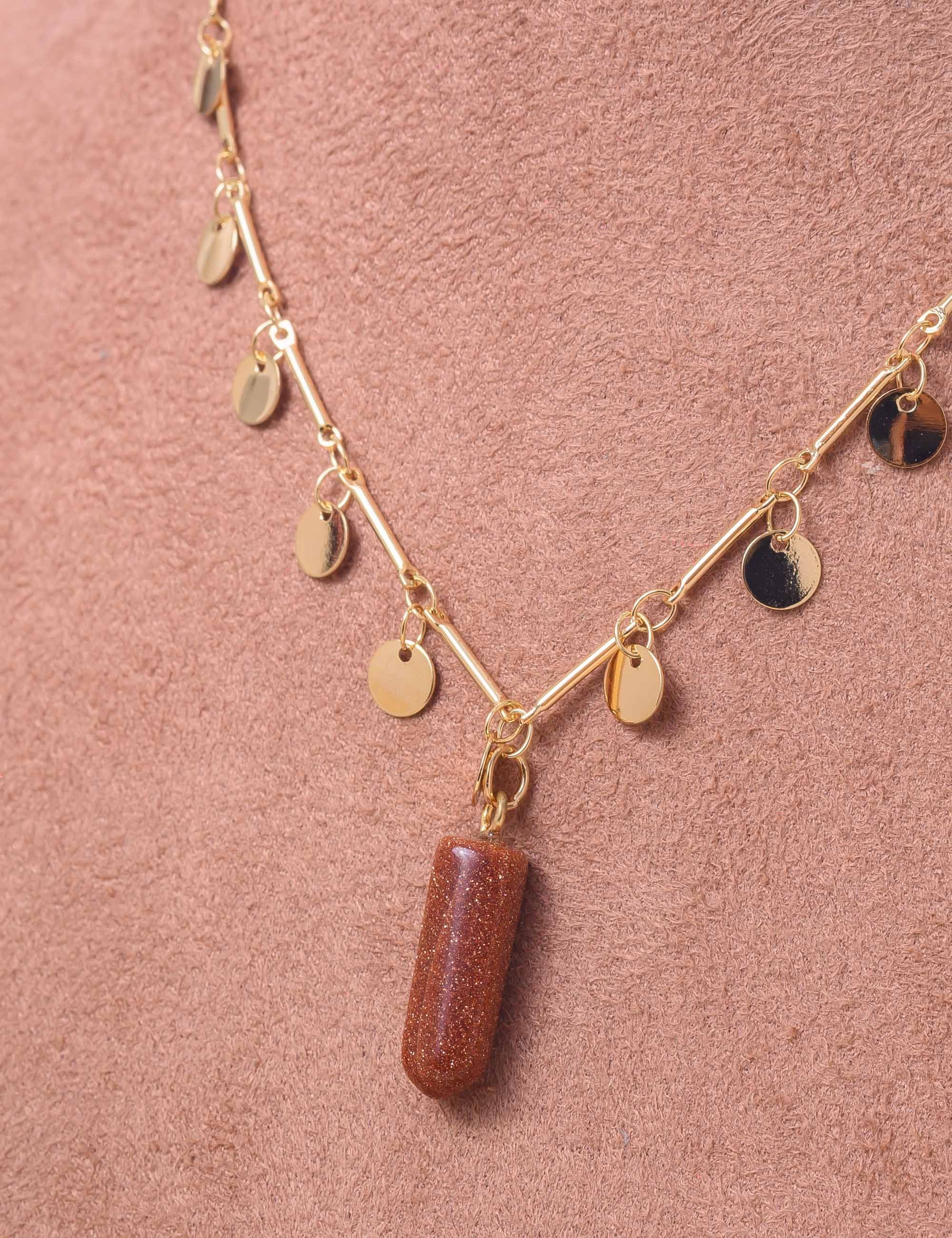 COLAR CHOKER MEDALHA OURO PEDRA DO SOL - CO29330VO24