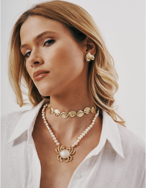 COLAR CHOKER OURO CONCHAS - CO29327VO001